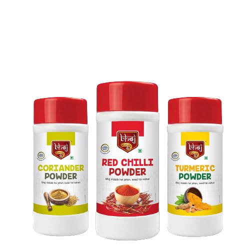 Bhoj Masale Coriander , Haldi And Red Chilli Powder Combo Pack Net 450GM Each Gross Total 1KG 500 grams ( 1.35 kg net) | Aromatic Spice for Flavorful Indian Cooking | For Flavorful Cooking | No Artificial Flavor Added (B0CF1TZX4S) Amazon Price History, Amazon Price Tracker