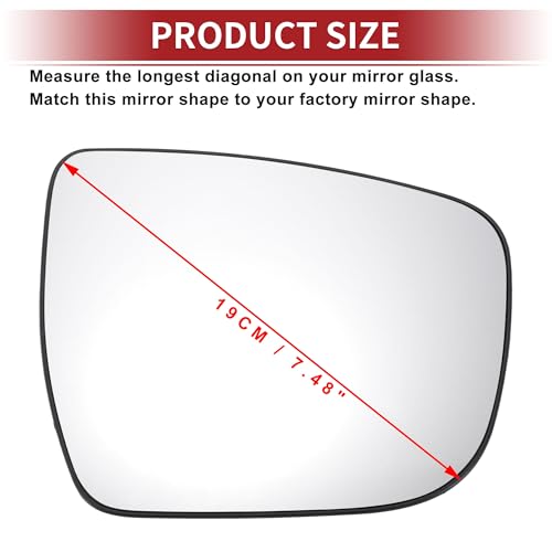 ACROPIX Car Rearview Right Passenger Side Mirror Glass for NISSAN Qashqai J11/X-TRAIL 2014-2020 with Backing Plate - Pack of 1 by ACROPIX - Used condition - Image 3