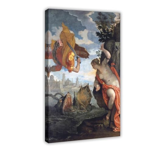 Toile Veronese Perseus Freeing Andromeda pour habiller un mur de bureau vide 30,5x45,7 cm