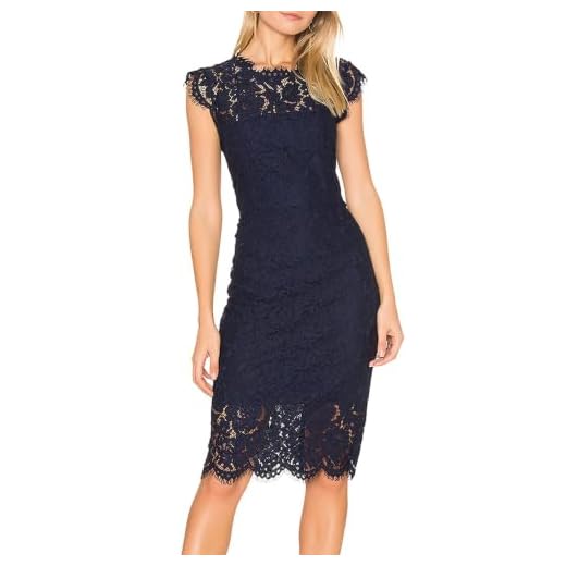 Navy Lace Sheath Midi Dress