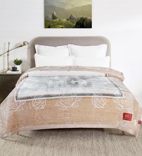 Image of Petals Dreams Blanket Double Bed for Mild Winter, 700 GSM, 2 Ply, Cloudy Mink Blanket (210x240 cm) (Symphony)