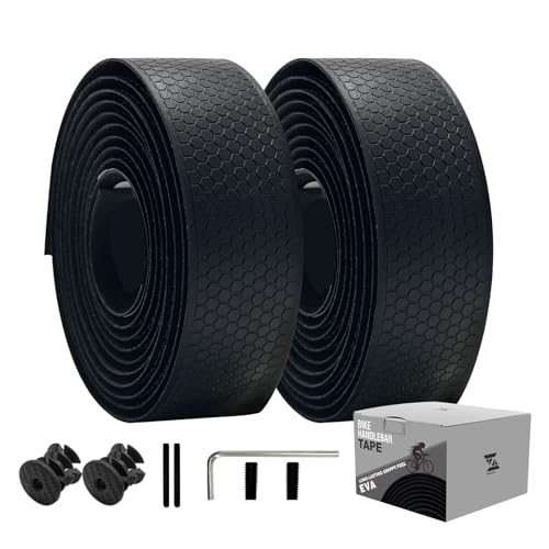 ZoiNavyer Bike Handlebar Tape, Bicycle Bar Tape, Black Bike Grip Tape, EVA Comfort Road Bike Handlebar Tape for an Awesome Comfortable Ride Gravel Bike Cycling(2 Rolls Per Set, Hexagonal Pattern)