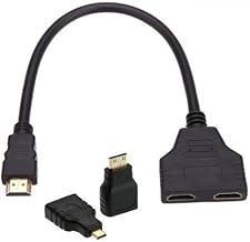 HDMI to Dual HDMI Female Splitter Adapter Cable with Micro and Mini HDMI Adapter