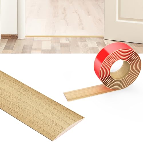 Image of Flintronic 2M Laminate Flooring Threshold Transition Strip Self-Adhesive PVC Floor Divider, Door-Strip Threshold Bar for Joining Floor Gaps, Carpet, Tiles