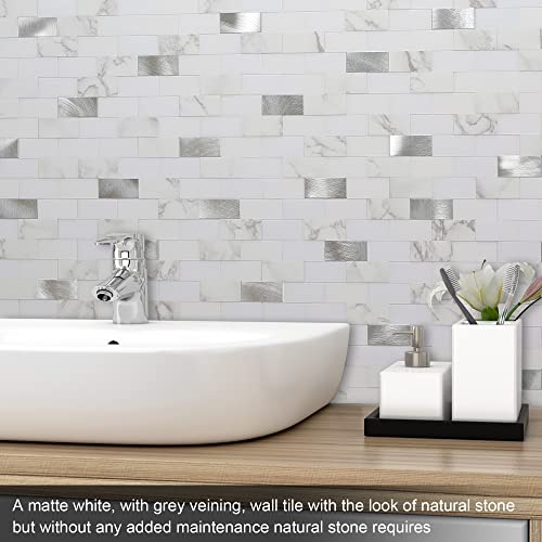 Benice Peel And Stick Backsplash Tile For Kitchen Tile,Stick Tile Bathroom Adhesive Wall Tiles Peel And Stick (5Tiles,White) #TOP3
