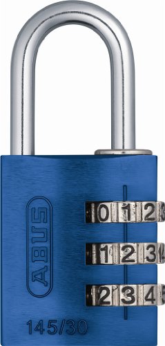 Abus 145/30 C Aluminum Resettable Combination Padlock, 3 Dial, Blue #TOP11