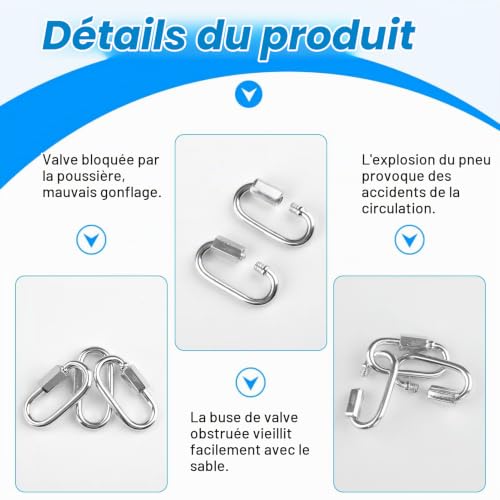 Aihoom 10pcs Petits Mousquetons en Acier Inoxydable 3.5mm avec Vis, Maillons Rapides pour Camping, Randonnée, Hamac, Connecteur Chaîne, Forme D, Argent, pour Camping et Randonnée – vue 3
