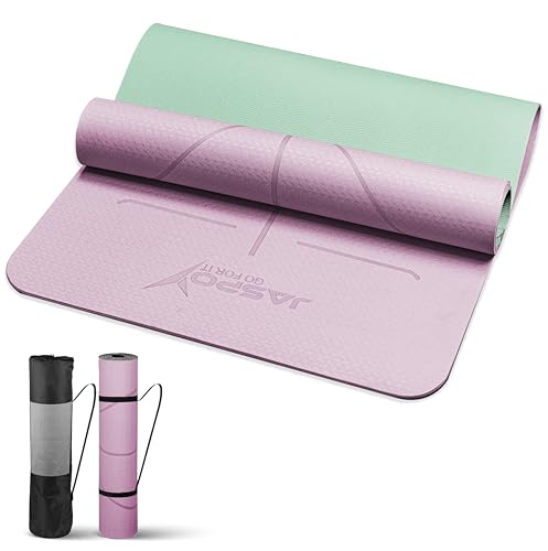 Image of JASPO Ease Yoga Mat 6mm Extra Wide with Carry Strap & Bag, Non-Slip Anti-Skid Exercise Mat, Non-Toxic Latex-Free, Lightweight & Tear-Resistant Workout Mat for Yoga, Pilates, Meditation & Home Gym (6ft X 2.62ft) (Pink)