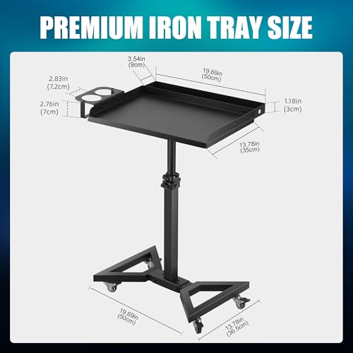 Poarmeey Salon-Tablettwagen mit ausziehbarer Werkzeugablage, Tattoo-Rollwagen auf Rädern, TattooTable-Station, höhenverstellbar für Tattoo-Salon-Studio