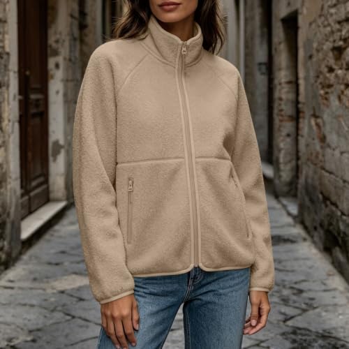 YRAETENM Fleece Jacket Women Lightweight Full Zip Fall Sherpa Warm Coats - image 5