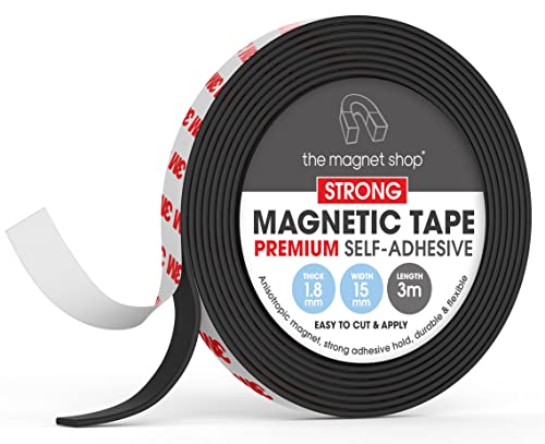 The Magnet Shop Nastro magnetico adesivo TMS | Rotolo da 3 metri di strisce magnetiche autoadesive | Realizza calamite da frigo per artigianato | Facile da tagliare e incollare