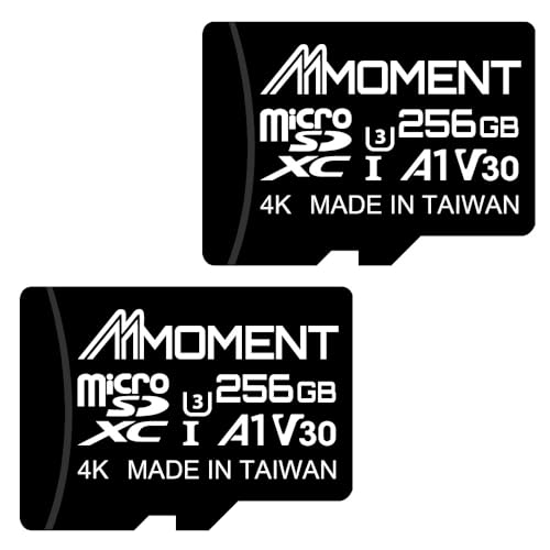 Image of MMOMENT 256GB (2Pack) Micro SDXC Card, MM13 Jolly, A1, UHS-I, U3, V30, Class 10 Compatible, Read Up to 100 MB /s, Write Up to 70 MB /s, SD Adapter Included
