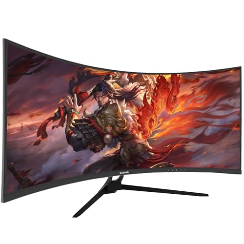 Gawfolk Monitor Ultrawide Da 34 Pollici 1500R Curvo 144Hz Monitor Per Computer Da Gioco, 21:9 UWQHD (3440x1440),Adaptive Sync,Angolo di visione 178°,HDMI、Display Port,VESA75×75MM - Nero