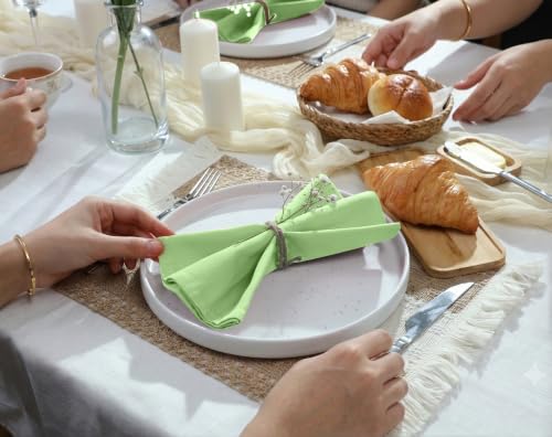 Image of Ruvanti Cloth Napkins Set of 12, Cotton Enrich 18 inchx18 inch - Light Green