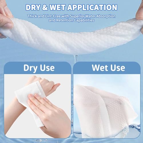 Image of Disposable Face Towels 200 Count, Ultra Soft & Thick Facial Towels for Sensitive Skin, Biodegradable & Lint-Free Makeup Remover Dry Wipes, Multi-Purpose Cleansing Towelettes for Face Wipes