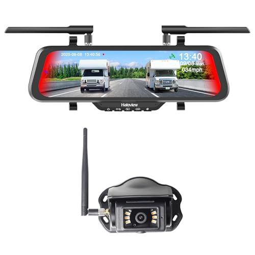 Haloview Byte Tango BT16-V1 1080P Mirror Dashcam & Wireless Rearview Camera System with Blind Spot Detection (BSD) for RV (Height 9.2-13.1ft) - BT16-V1