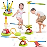 Pobaiyi 5 in 1 Musical Jump Toys, Toss Ring Game Stomping Launch Rocket Launcher for Kids, Obstacle Avoidance & Jump Squating Toy Games Remote Control Outdoor & Indoor Toys for Ages 4-8 8-13