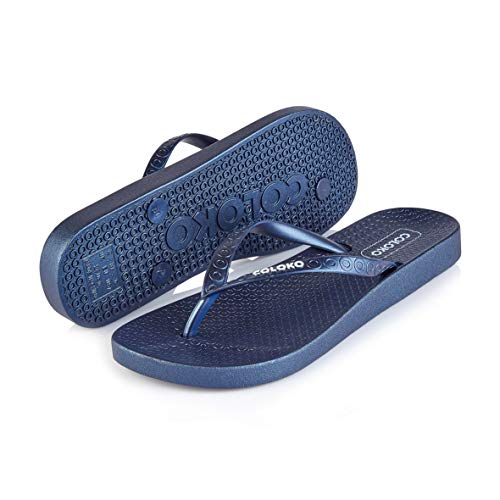 Tongs Anatomic Coloko Lantana bleu marine avec semelle ergonomique et finition métallique 41