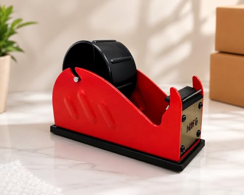 Image of VELLONN Heavy Duty Tape Dispenser 2 Inch (50mm) - Metal Packing Tape Cutter with Anti-Slip Base for Office, Warehouse, Packaging & Desk Use (Black)