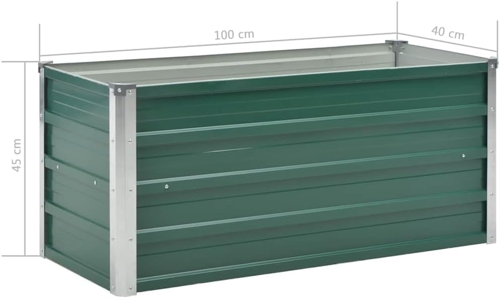 Garden Raised Bed Galvanized Steel 39.4"x15.7"x17.7" Green Lawn Planters