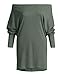 GOLDSTITCH Women's Off Shoulder Long Sleeve Oversized Pullover Sweater Knit Jumper Loose Tunic Tops Green