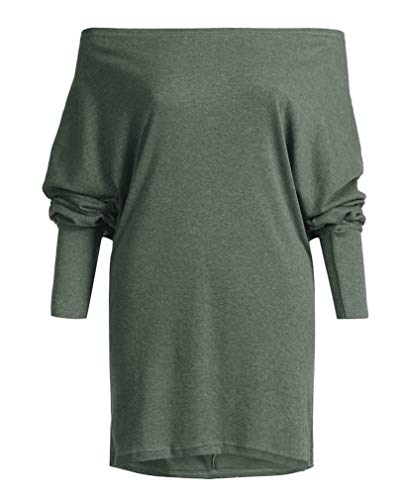 Image of GOLDSTITCH Women's Off Shoulder Tops Casual Loose Batwing Sleeve Shirts Tunic Knit Oversized Pullover Sweater