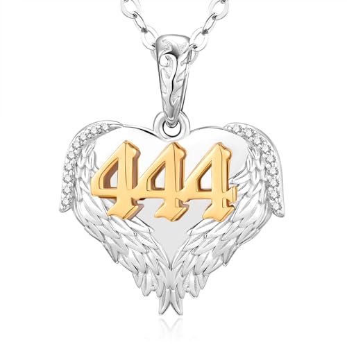Angel Number Necklace with Heart Angel Wings Pendant