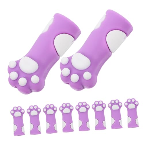 VILLCASE Knitting Needle Stopper Set 10pcs Cat Paw Shaped Silicone Covers for Needle Point