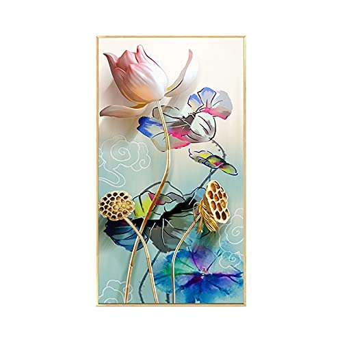 Peinture Diamant 5D lotus doré 40x80cm grand format kit complet