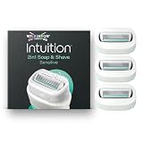 Wilkinson Sword Intuition 2in1 Soap & Shave Sensitive Skin Razors for Women, 3 Women's Razor Blade Refills