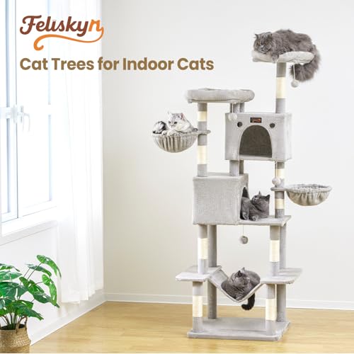 Feliskyn 74in Cat Tree Tower for Indoor Cats, Multi-Level Design — view 6