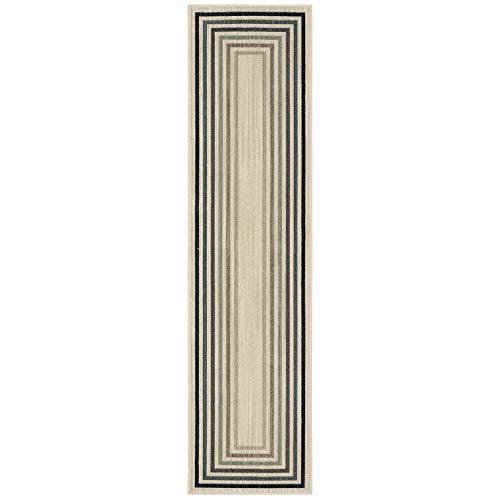 Mohawk Home Forsyth Park Beige Geometric Striped (2' X 8') Runner Rug #TOP1