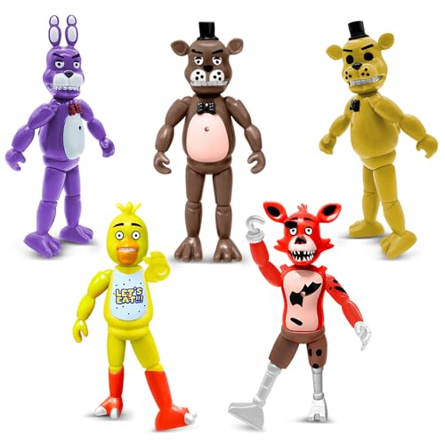 Action Figures Set, 5 Pcs Action Figures Toys, 5.5 Inches Movable Joints Collectible Toys Set with Light Gifts Cake Toppers for Video Games Fans Boys, Girls, Kids & Adults