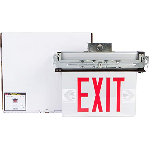Image of Morris Products LED Exit Sign - Recessed Mount Edge - Red on Clear Panel, Black Housing - Compact, Low-Profile Design - Double Sided Legend - Energy Efficient, High Output - 1 Count