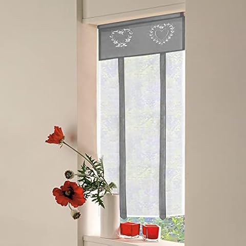 SIMPVALE 1 cortina de gasa con lazo, bordada, cortina romana, paneles de tul, cubierta de ventana para dormitorio, estudio, baño, cocina Cover