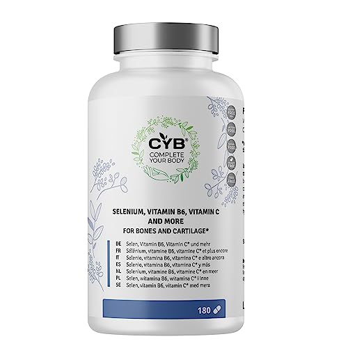 CYB | Glucosamina y Condroitina - Suplementos para el Cuidado de las Articulaciones - 180 Comprimidos Suministro Diario para 6 Meses - Vitamina C sin Gluten ni Azúcar ni Lactosa