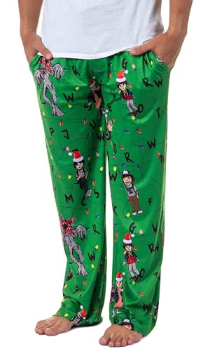 Mad Engine Stranger Things Men's Sketch Characters And Light Strings Adult Lounge Pajama Pants
