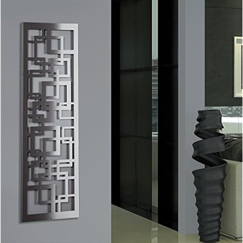 Wandgarderobe/Garderobe Design Quadrat, 140x40x2 cm, Edelstahl mattiert Cover