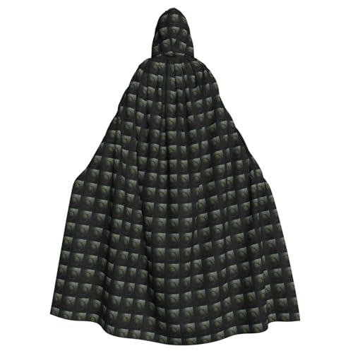 Cape à capuche motif couronne d'épines graphisme mystique pour carnaval
