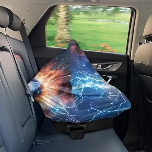 Image of Coldinair Lightening Fire Football Baby Car Seat Covers for Boys Multi-use Cover,Baby Carseat Canopy,Nursing Cover for Breastfeeding