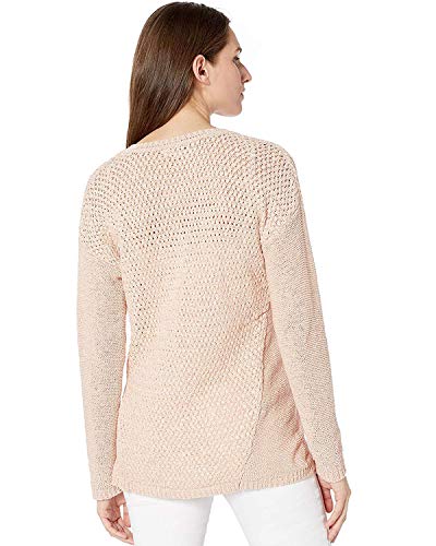 Calvin Klein Women's V-Neck Open Stitch Sweater, Blush, Large #TOP1