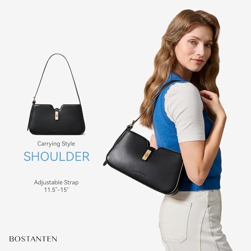 Image of BOSTANTEN Shoulder Bag for Women, Casual Shoulder Purse Vegan Leather Chic Hobo Handbag with Adjustable Strap for Work Travel