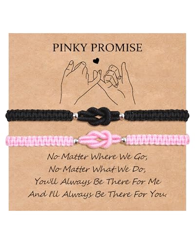 GBTBYS 2pcs Matching Bracelets for Couples Gifts Couple Bracelet Black Pink