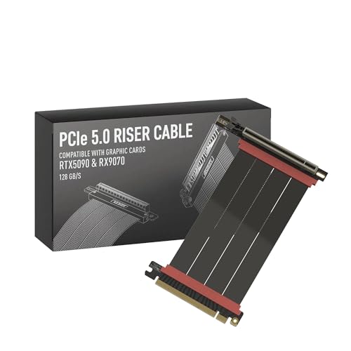 LINKUP - AVA5 Armour PCIE 5.0 Riser-Kabel | RTX5090 RX9070 GPU Bereit | x16 128GB/s Geschwindigkeit | PCIe 4.0 & WRX80/WRX90E Kompatibel | Rechter Winkel, Schwarz 15cm (Gesamtlänge 19cm)