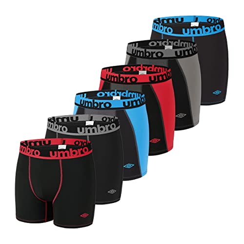Boxer Homme Anti-Transpirant, Calecon Homme, Multi-Sport, Respirant (Lot de 6), Noir, Rouge, Bleu, Gris, Taille L
