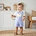 WNGECAT Baby Boy Gentleman Short Sleeve Lapel Neck Romper with Stripe Suspender Shorts and Bowtie (Sky Blue, 0-3 Months)