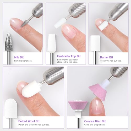 MelodySusie Conjunto de 21 peças de broca de unha, kit profissional de ferramentas de arte de unhas