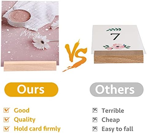 8 Pieces Wood Place Card Holders Wood Table Number Holder Stands Photo Picture Card Holders for Wedding Party Menu Table Decorations, 3.55 Inches Length