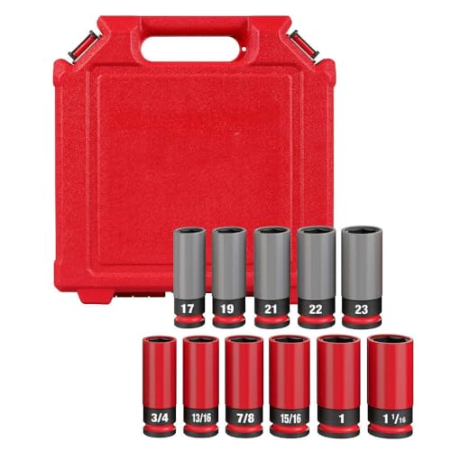 BEbexi Suitable for Milwaukee 49-66-7833 1/2"" SAE/Metric Lug Nut Wheel Socket Set - 11 PC