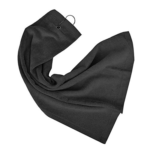 Yuyeran 2 Pack Golf Tri-Fold Towel With Metal Carabiner Clip Sports Hiking Black 12Inch X 16Inch #TOP2